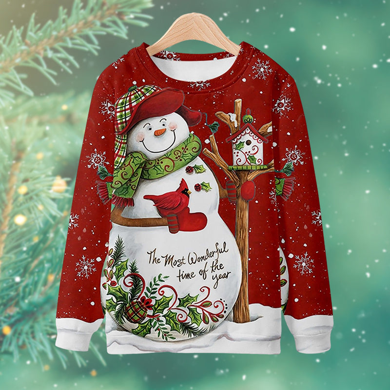 3D Snowman Print Sweatshirt