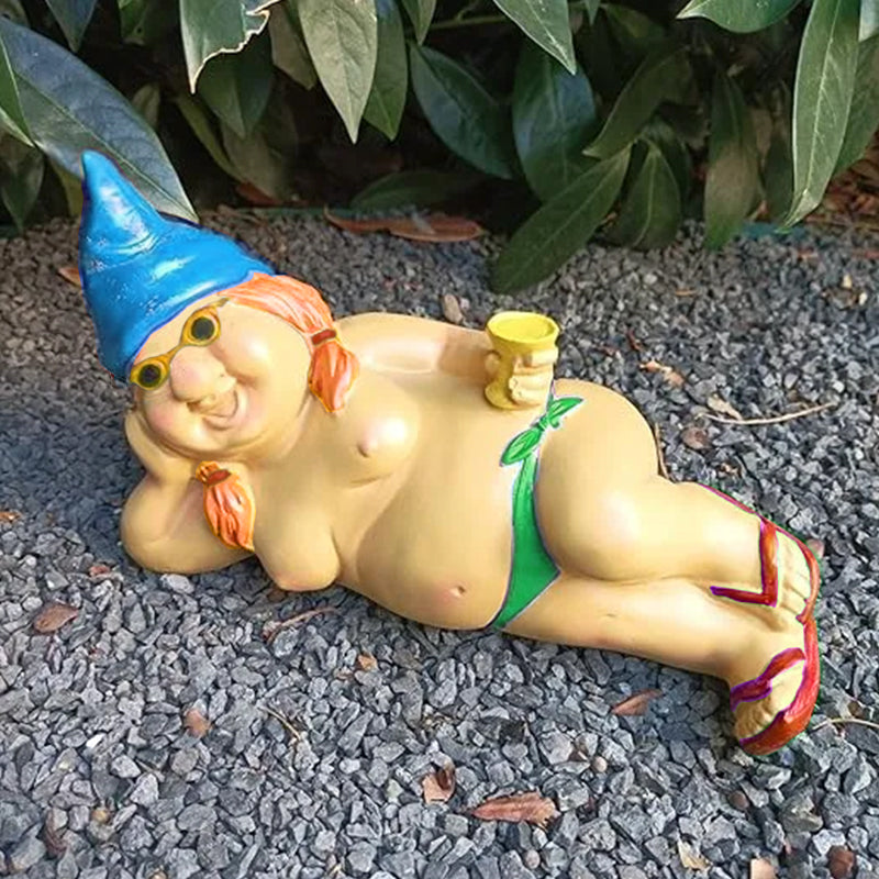 Naughty Garden Gnome Funny Statue