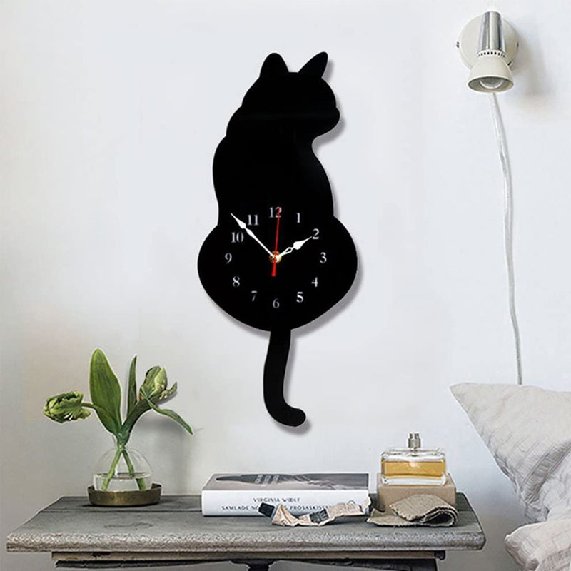 Nordic Cat Wagging Tail Wall Clock