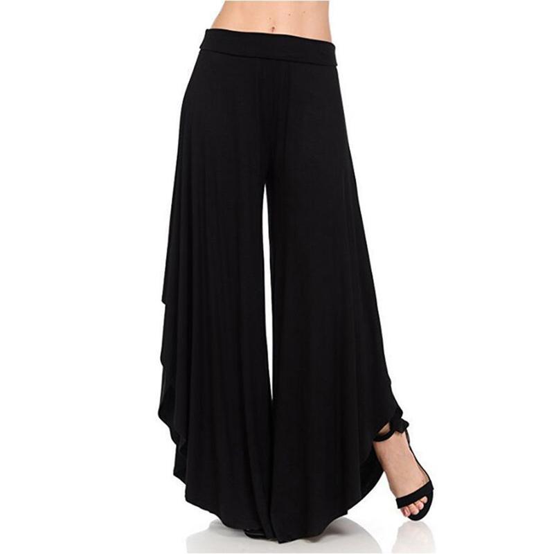 Women High Waist Irregular Ruffles Wide Leg Pants Casual Loose Streetwear Trousers