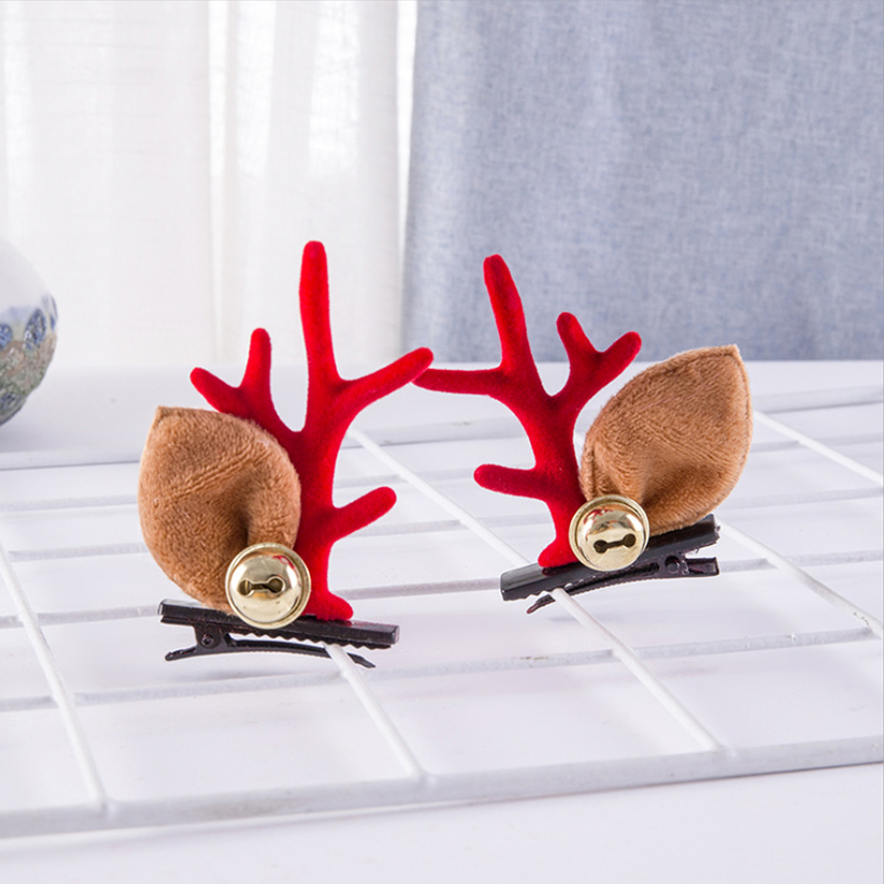 Christmas New Antler Plush Hairpins