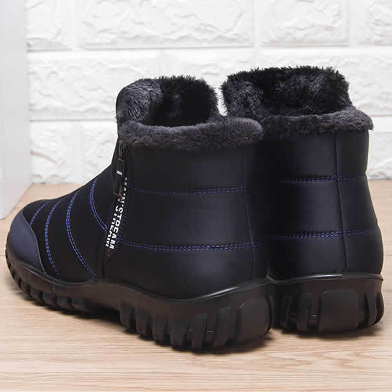 Men's Waterproof Warm Cotton Zipper Snow Ankle Boots