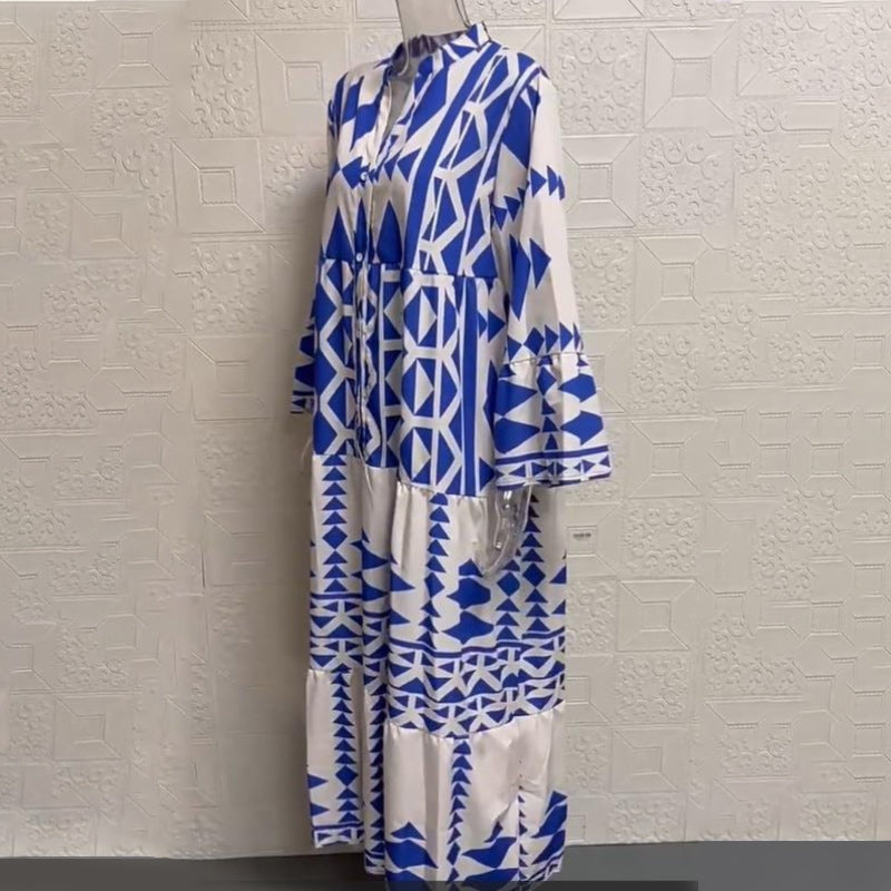 New Elegant Printed Shirt Bohemian Dress