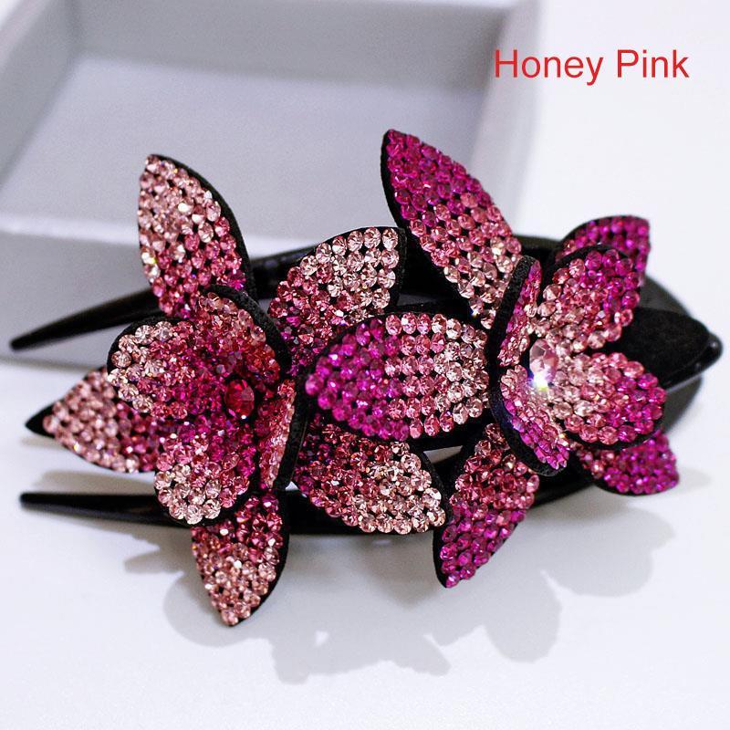 Rhinestone Double Flower Hair Clip