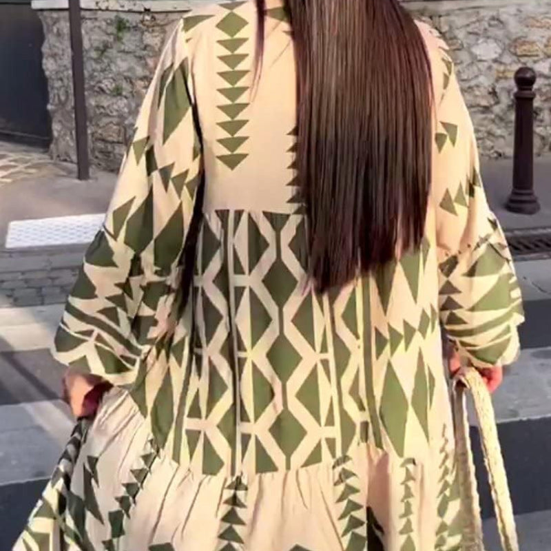 New Elegant Printed Shirt Bohemian Dress