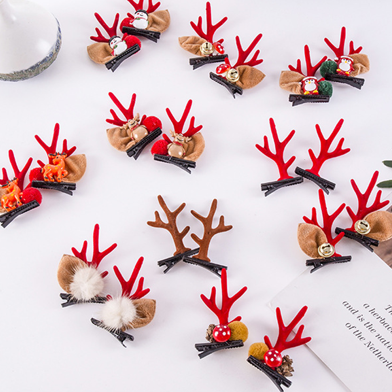 Christmas New Antler Plush Hairpins