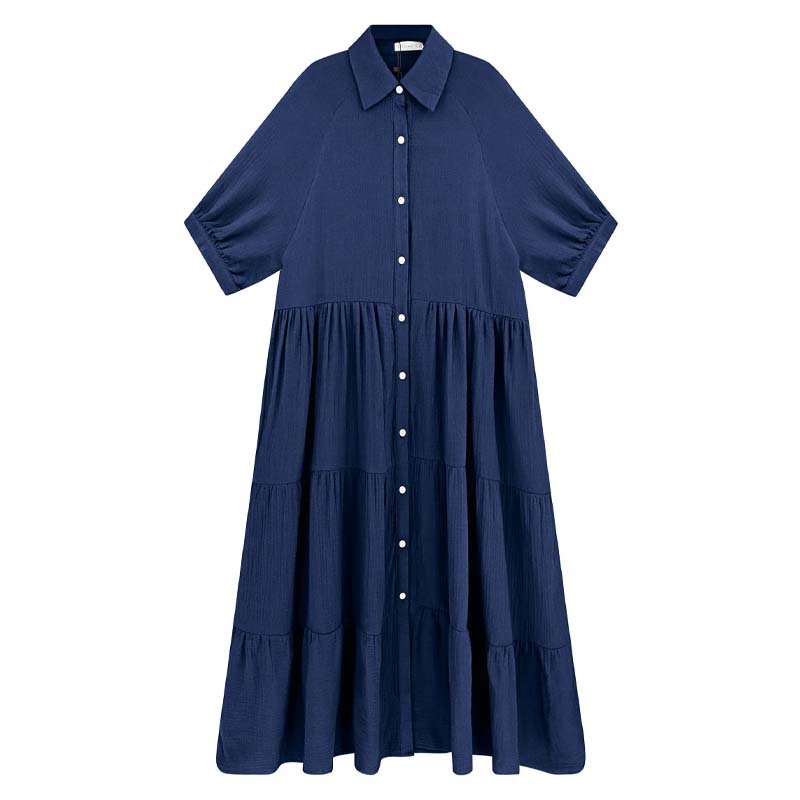 Women's Cotton Half Sleeves Midi Dress with Pockets