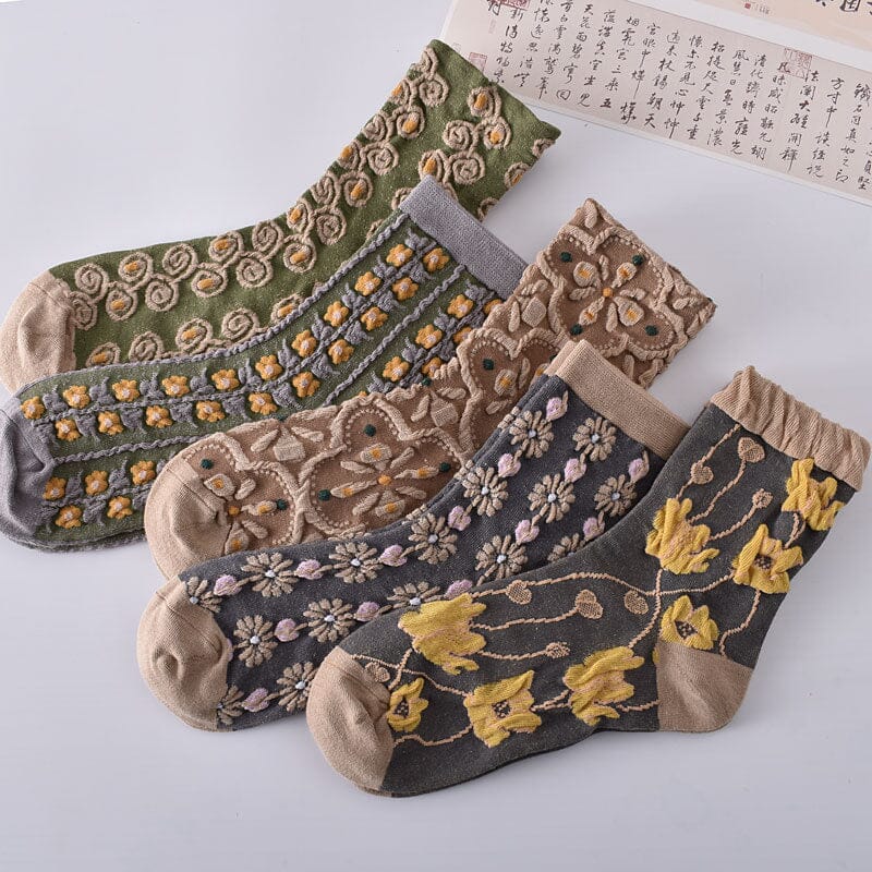 Womens Floral Cotton Socks (10 Pairs)