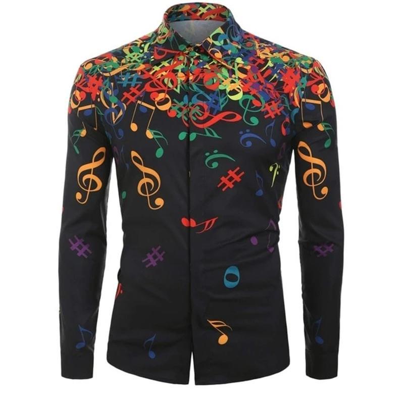 Colorful Music Notes Men's Shirt