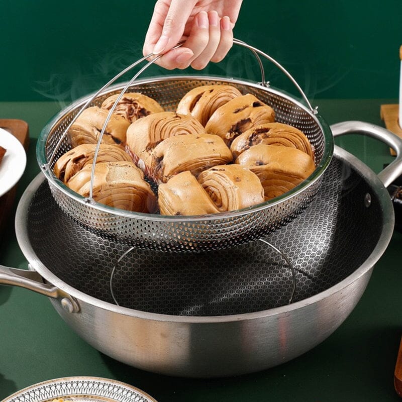 Multi-function Stainless Steel Steamer Drain Basket with Handle