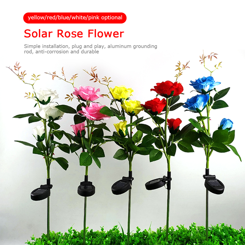 3LED Solar Rose Flower Light