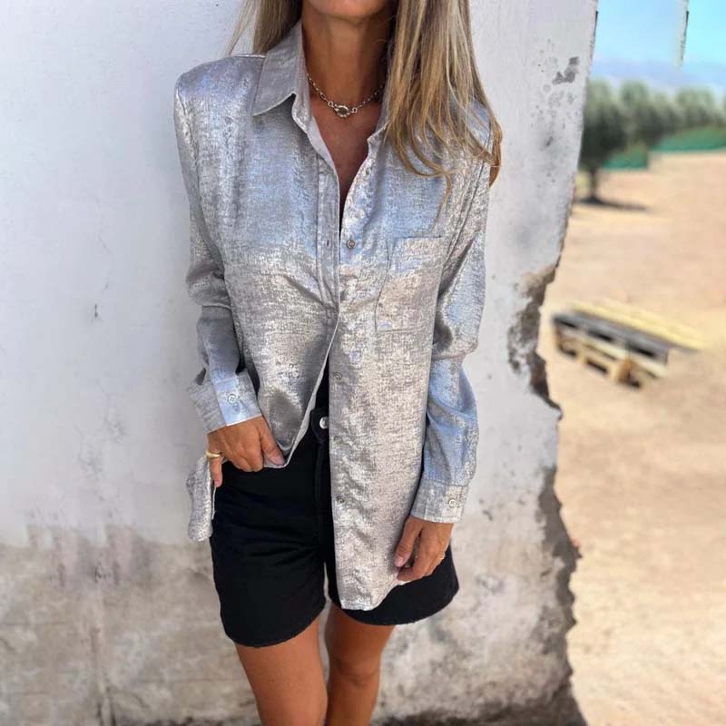 Shiny plain shirt for women