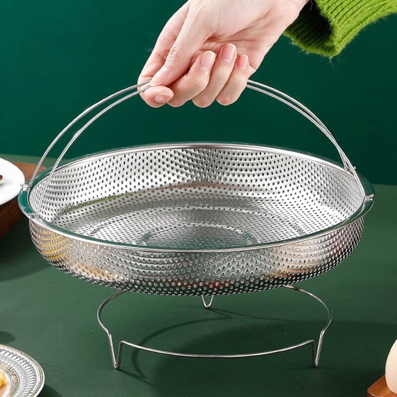 Multi-function Stainless Steel Steamer Drain Basket with Handle