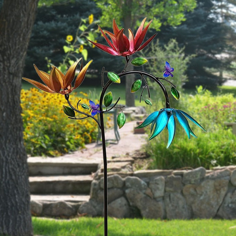 Beautiful Summer Multi Colored Flowers Wind Spinner