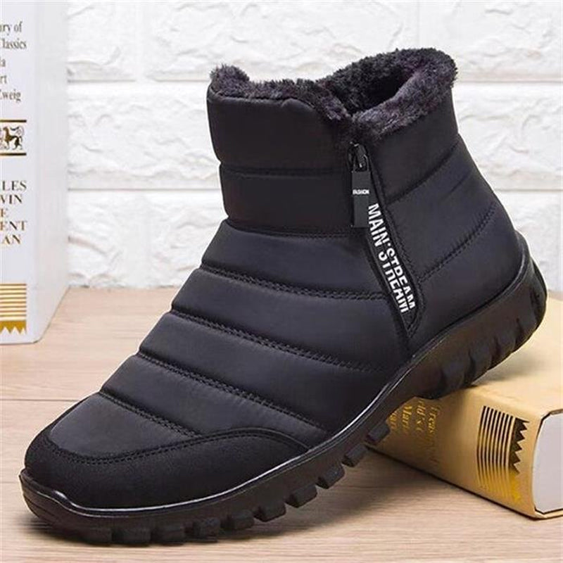 Men's Waterproof Warm Cotton Zipper Snow Ankle Boots