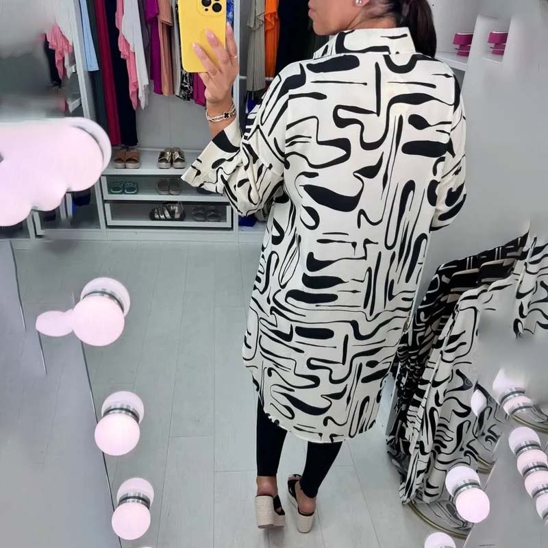 Abstract Print Oversized Shirt