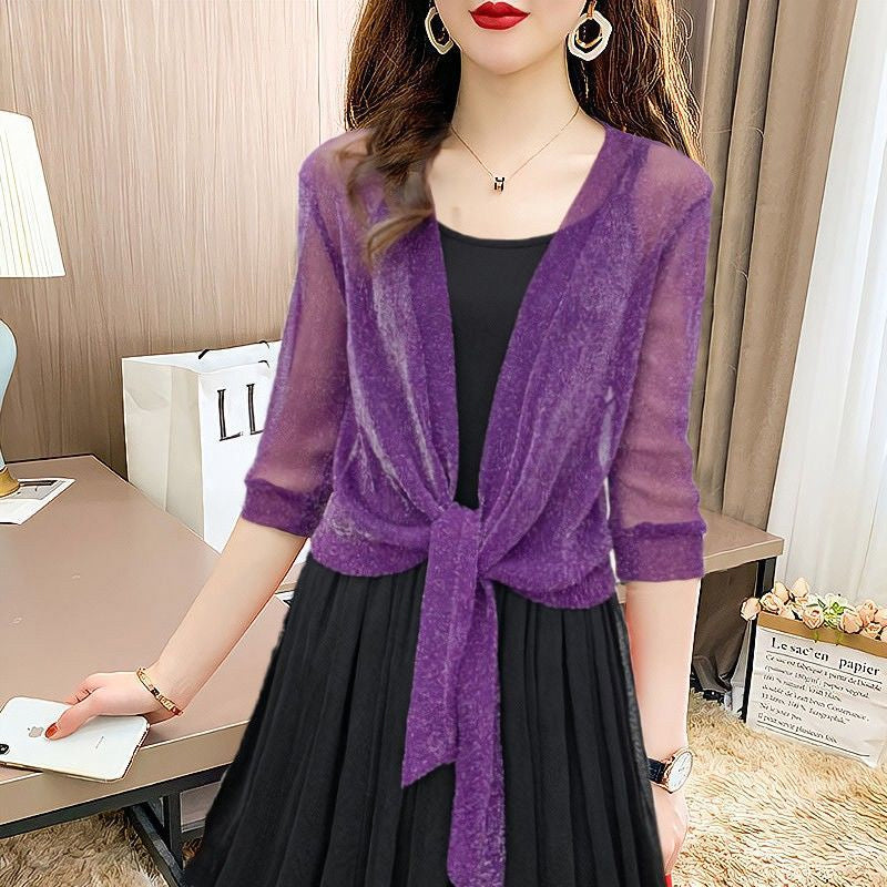 Glittering cardigan in thin ice silk fabric