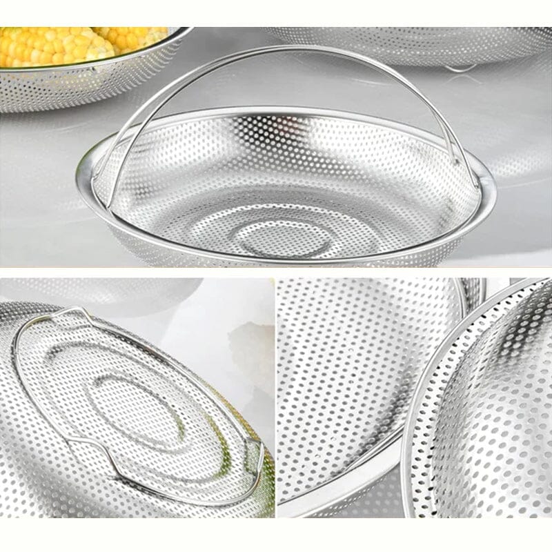 Multi-function Stainless Steel Steamer Drain Basket with Handle