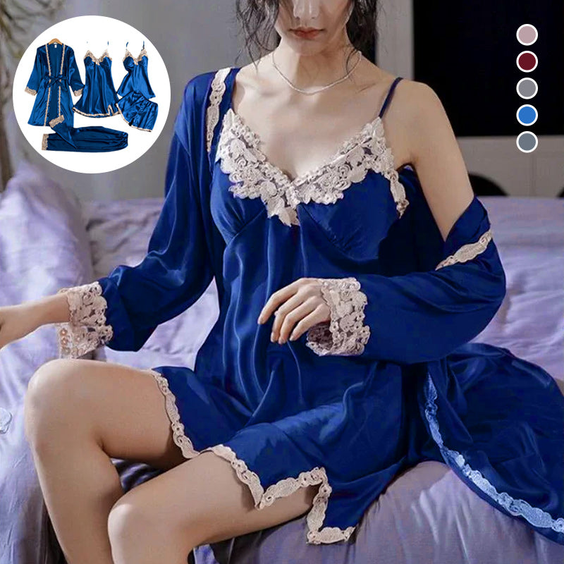 Soft Comfortable Ice Silk Lace Pajamas