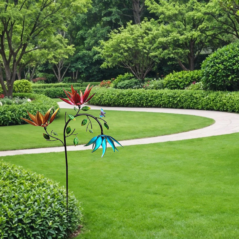 Beautiful Summer Multi Colored Flowers Wind Spinner