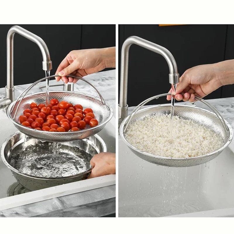 Multi-function Stainless Steel Steamer Drain Basket with Handle