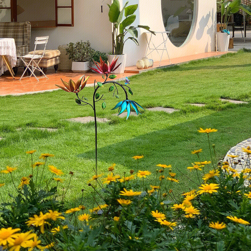 Beautiful Summer Multi Colored Flowers Wind Spinner