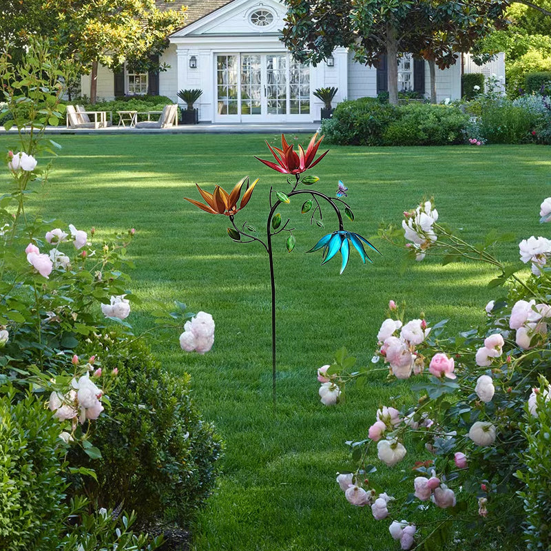 Beautiful Summer Multi Colored Flowers Wind Spinner