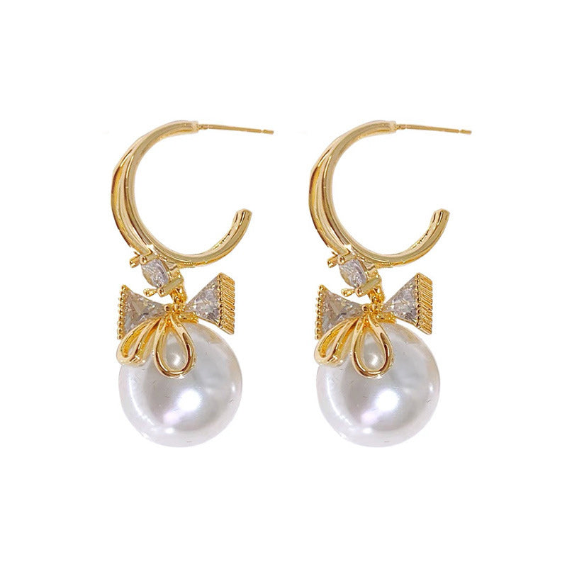 Fashion Butterfly Crystal Pearl Earrings