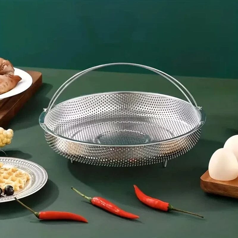 Multi-function Stainless Steel Steamer Drain Basket with Handle