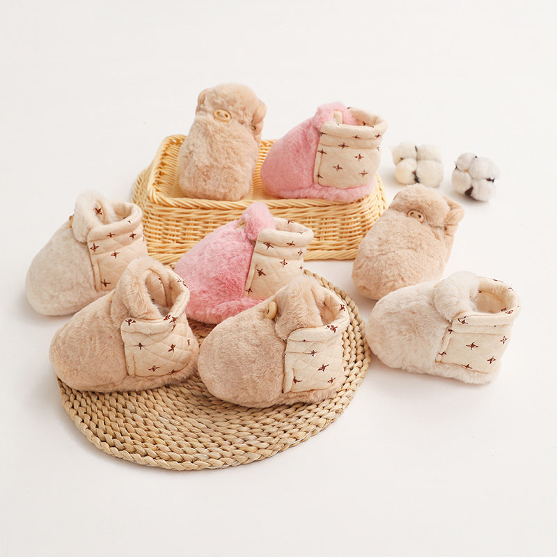 Baby Caricature Plush Cotton Shoes