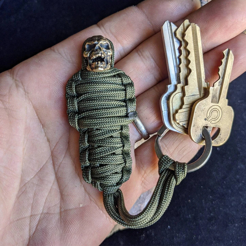 Paracord Keychain Mummy Brass Skull