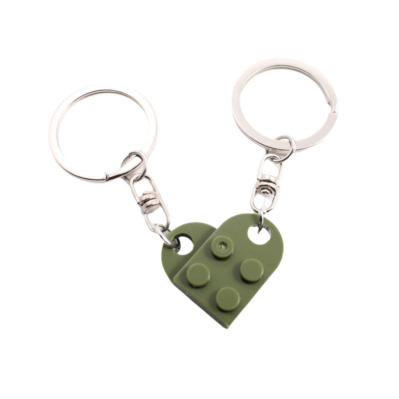 Cute Heart Shape Matching Brick Keychain For Couples