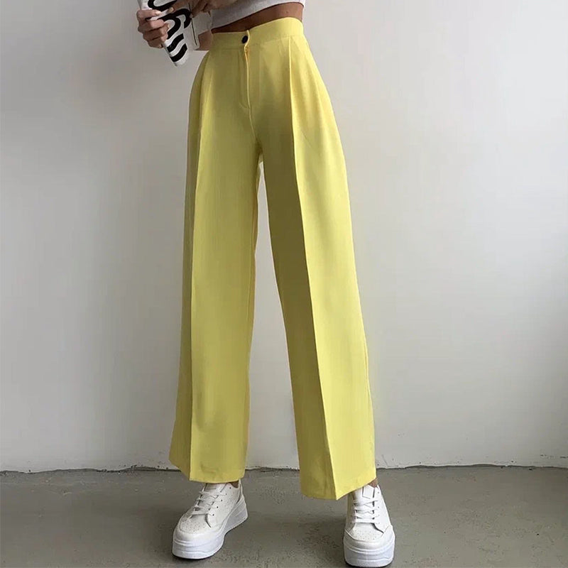 Solid Color Suit Elastic Waist Casual Pants