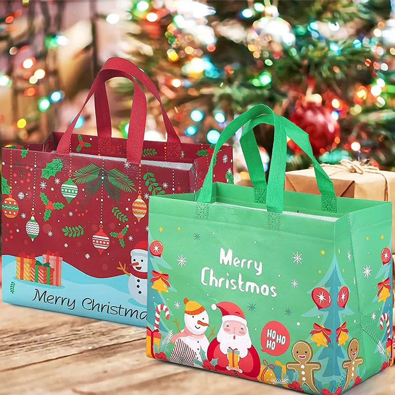 🎁Christmas Gift Bags-Christmas Tote Bags with Handles(Multiple purchases will get different colors)