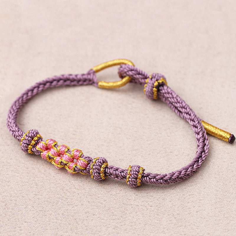 Peach Blossom Adjustable Braided Bracelet