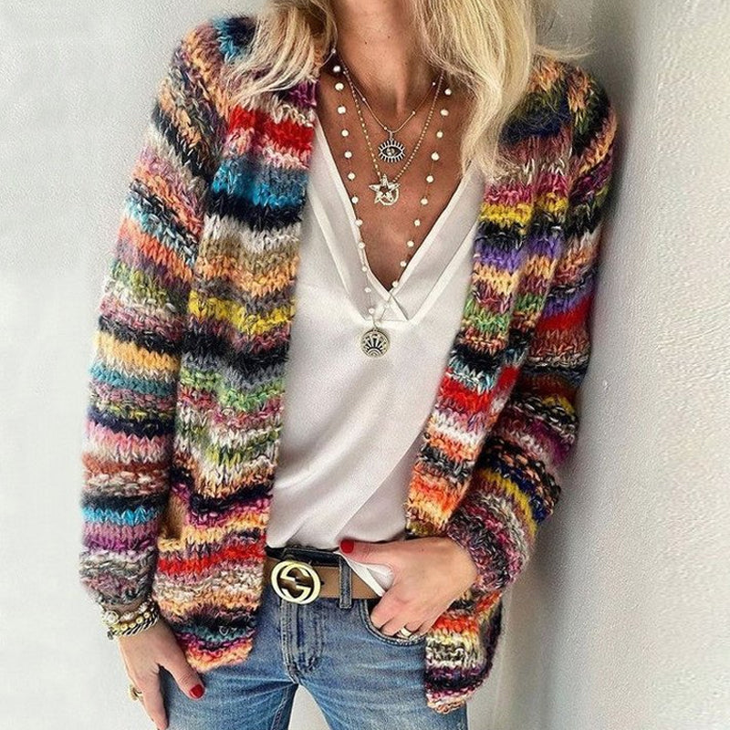 Women's Rainbow Striped Cardigan