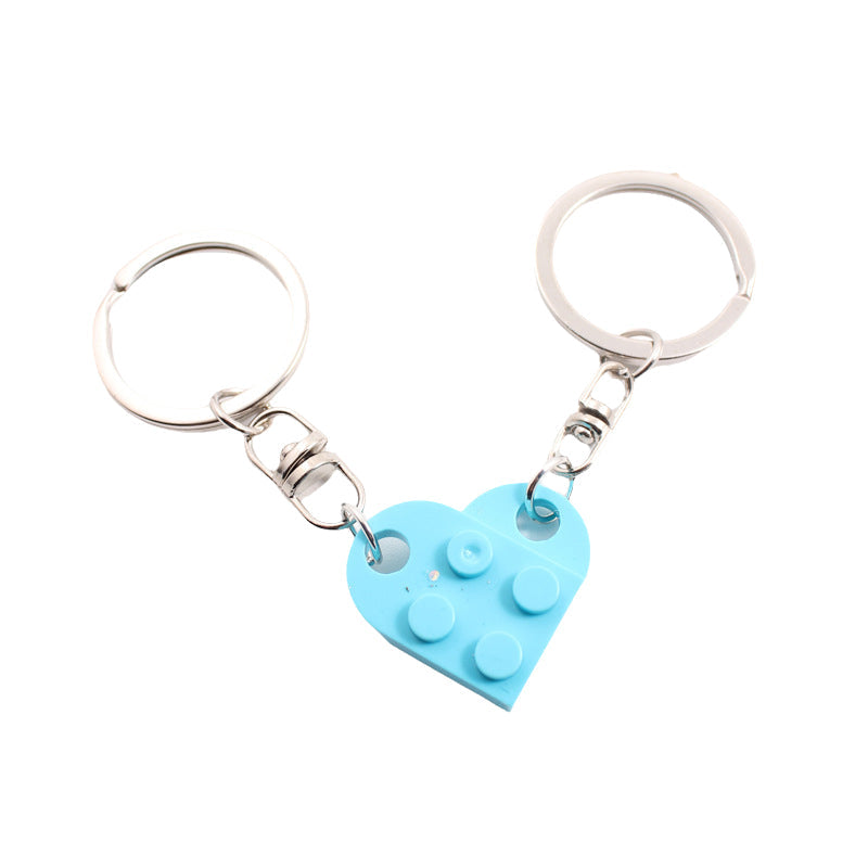 Cute Heart Shape Matching Brick Keychain For Couples