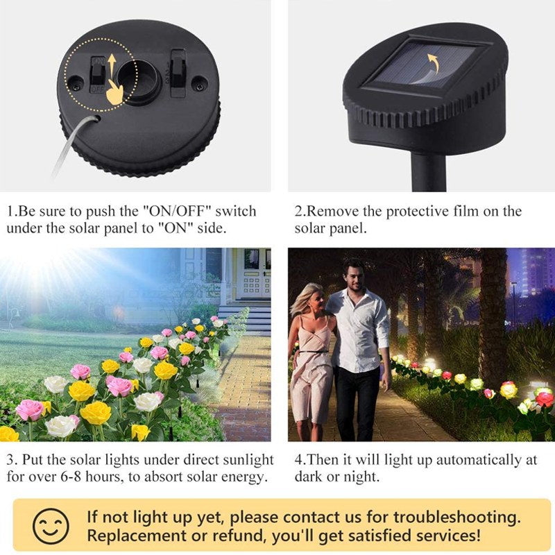 3LED Solar Rose Flower Light