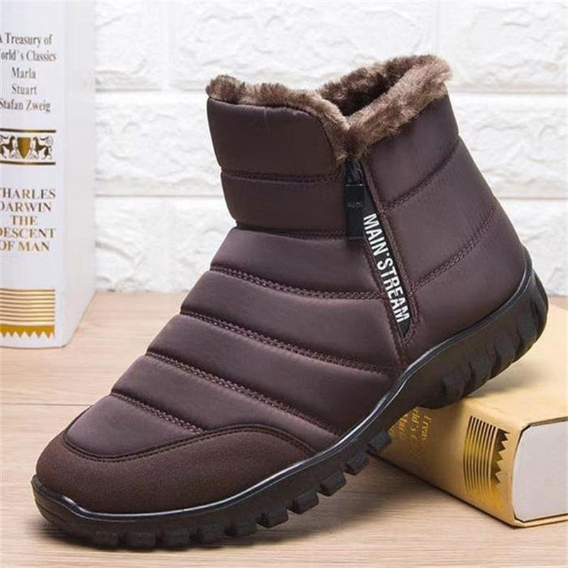 Men's Waterproof Warm Cotton Zipper Snow Ankle Boots