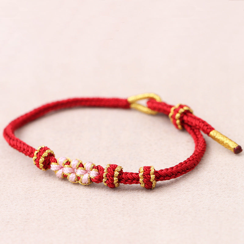 Peach Blossom Adjustable Braided Bracelet