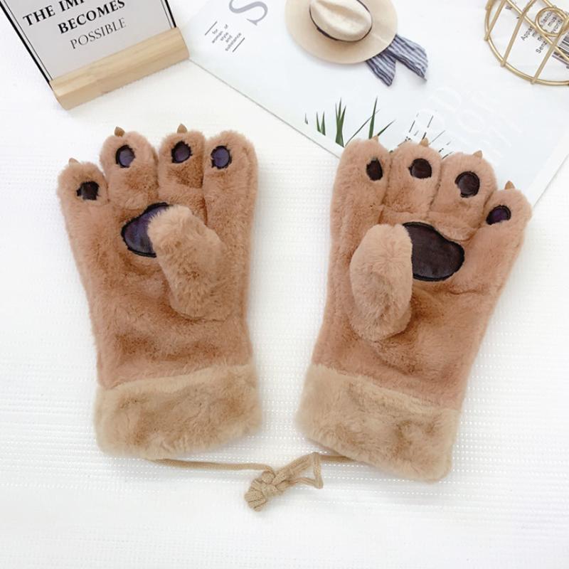 Plush bear claw gloves