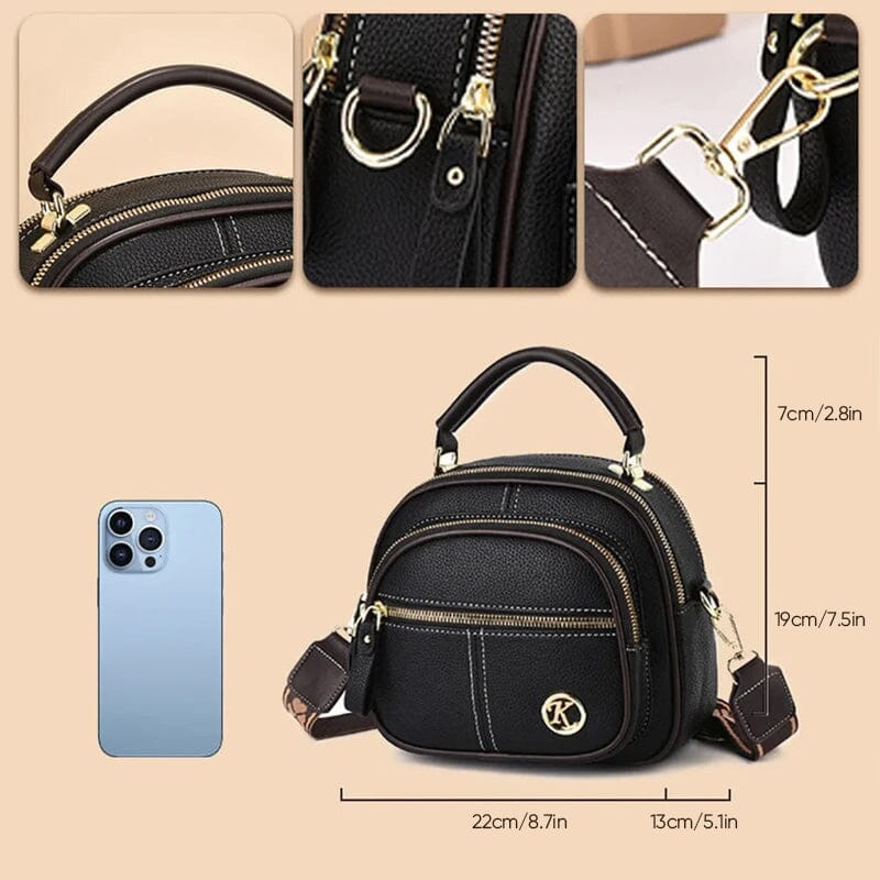 Adjustable Wide Shoulder Strap Leather Bag