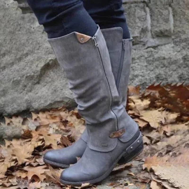 Womens Western Cowboy Knee Boots Punk Boots