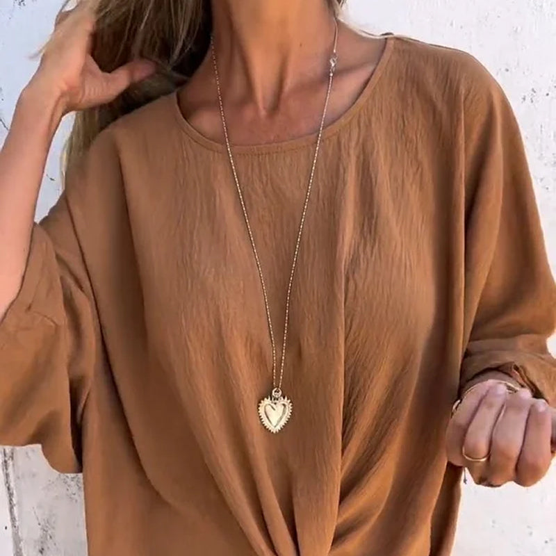 Round Neck and Half Sleeve Crossover Top