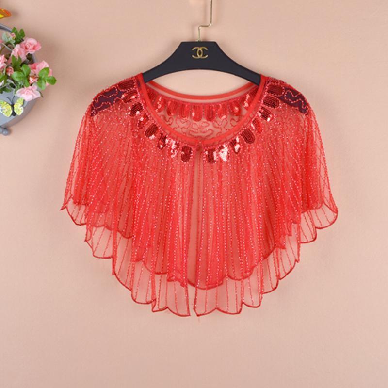 Vintage Women Sequin Cape Dress Shawl