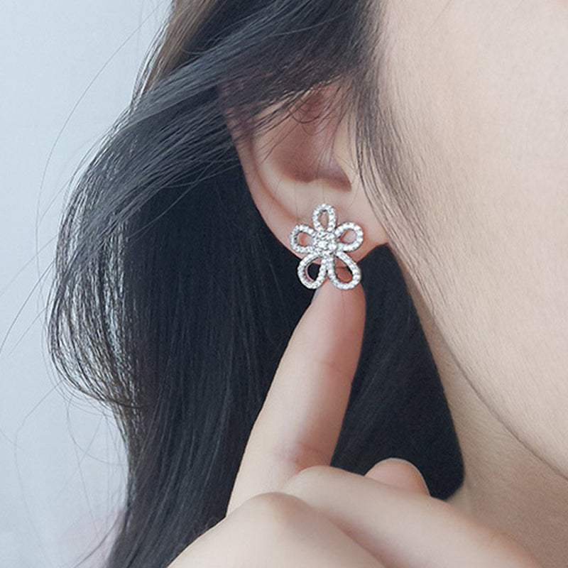 Flower Zircon Stud Earrings