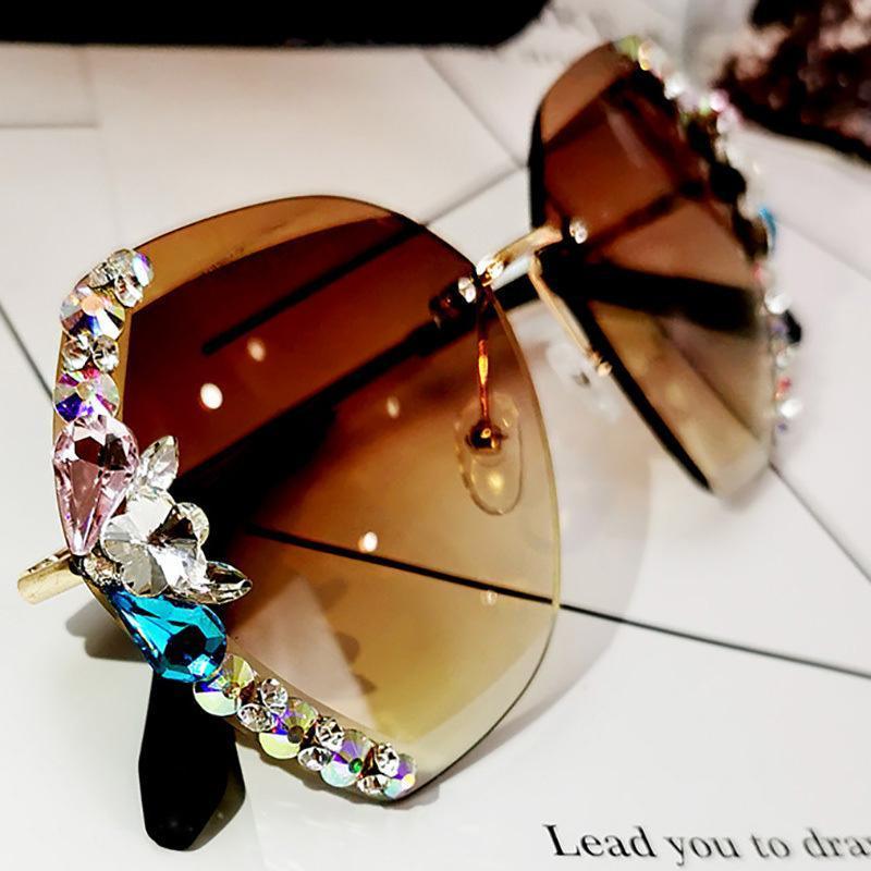 Vintage Fashion Rimless Crystal Sunglasses