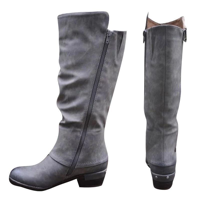 Womens Western Cowboy Knee Boots Punk Boots