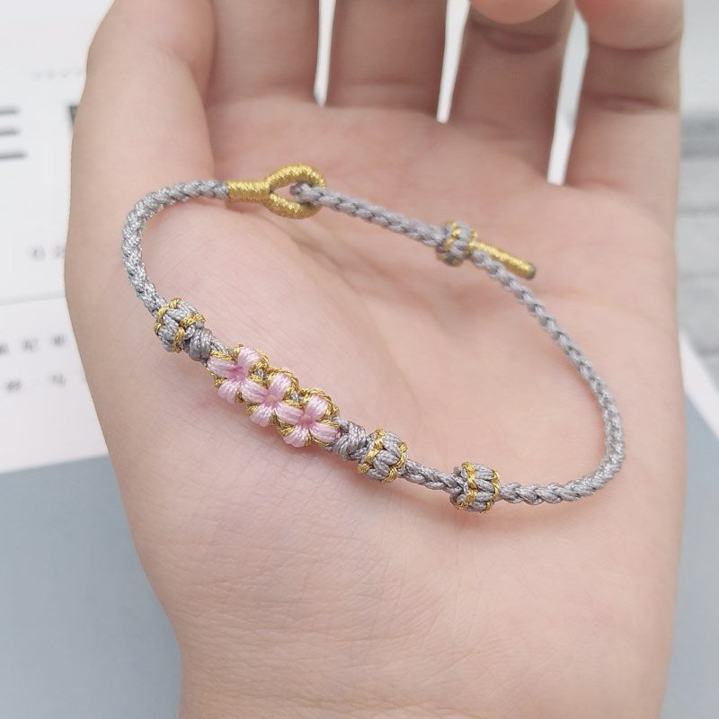 Peach Blossom Adjustable Braided Bracelet