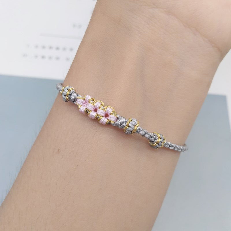 Peach Blossom Adjustable Braided Bracelet